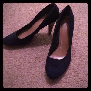 Navy suede heels